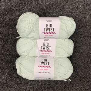 Lot Of 3 Big Twist Baby Bunny Yarn Mint 3.5 oz 284 yds Each New Super Fine
